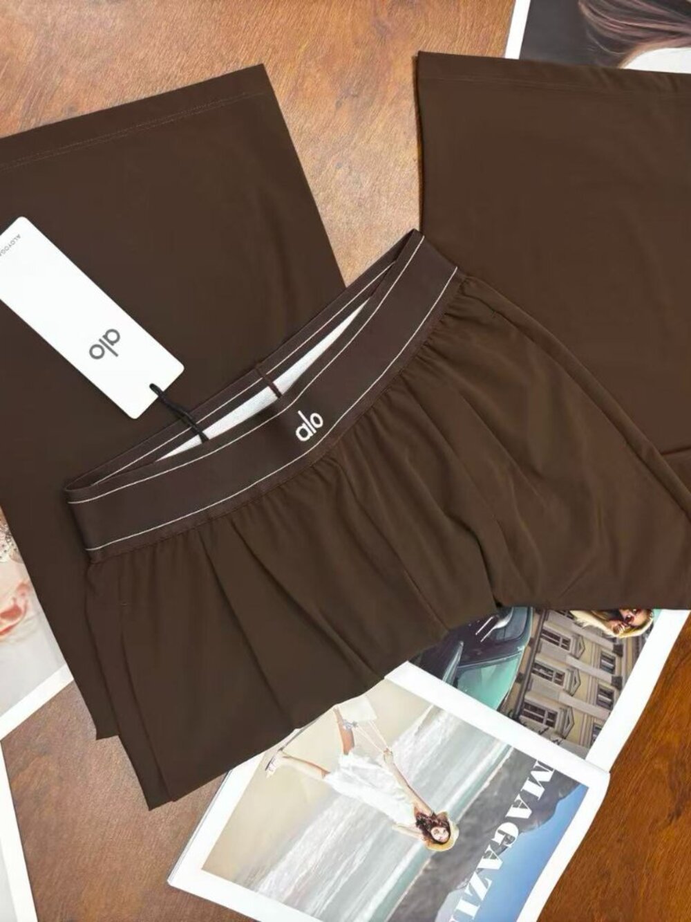 ALO Yoga Women's Suit Pants 😍 Coffee Brown Regular Straight Leg Pants👖 - Picture 4 of 8